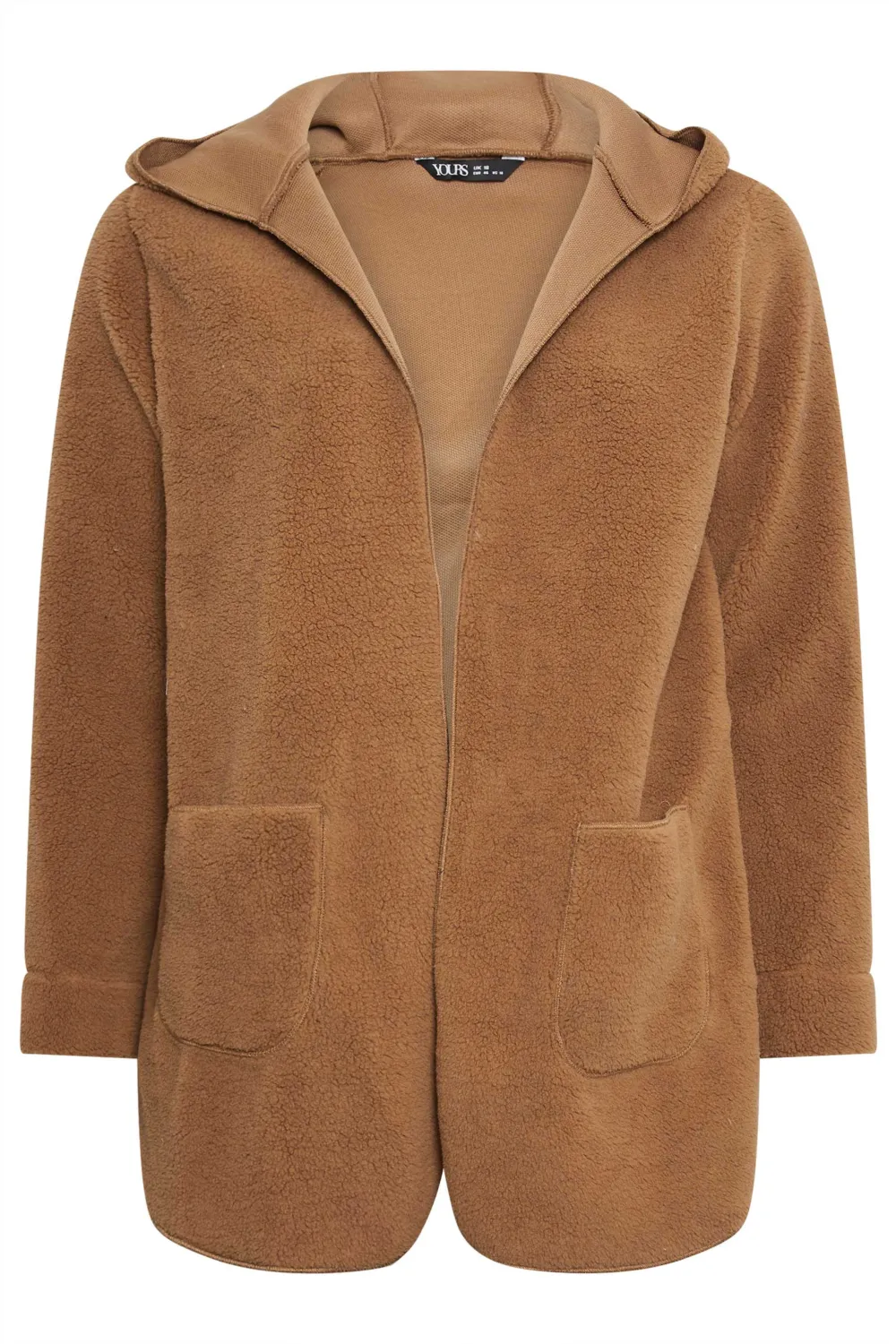 YOURS Curve Brown Teddy Hooded Jacket