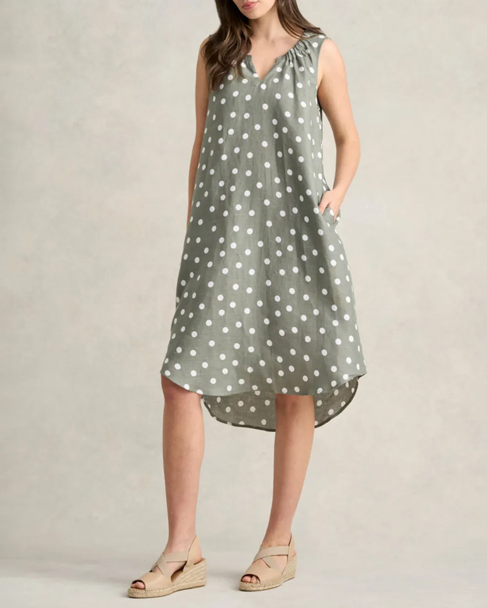 Gathered French Linen Dress