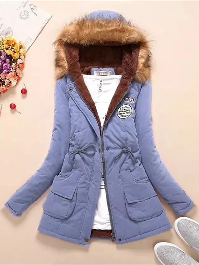 Women's Winter Coat Fleece Lined Parka Thermal Warm Windproof Puffer Jacket with Pocket Hooded Heated Jacket Fall Outerwear Drawstring Outdoor Street Fashion Casual Outerwear