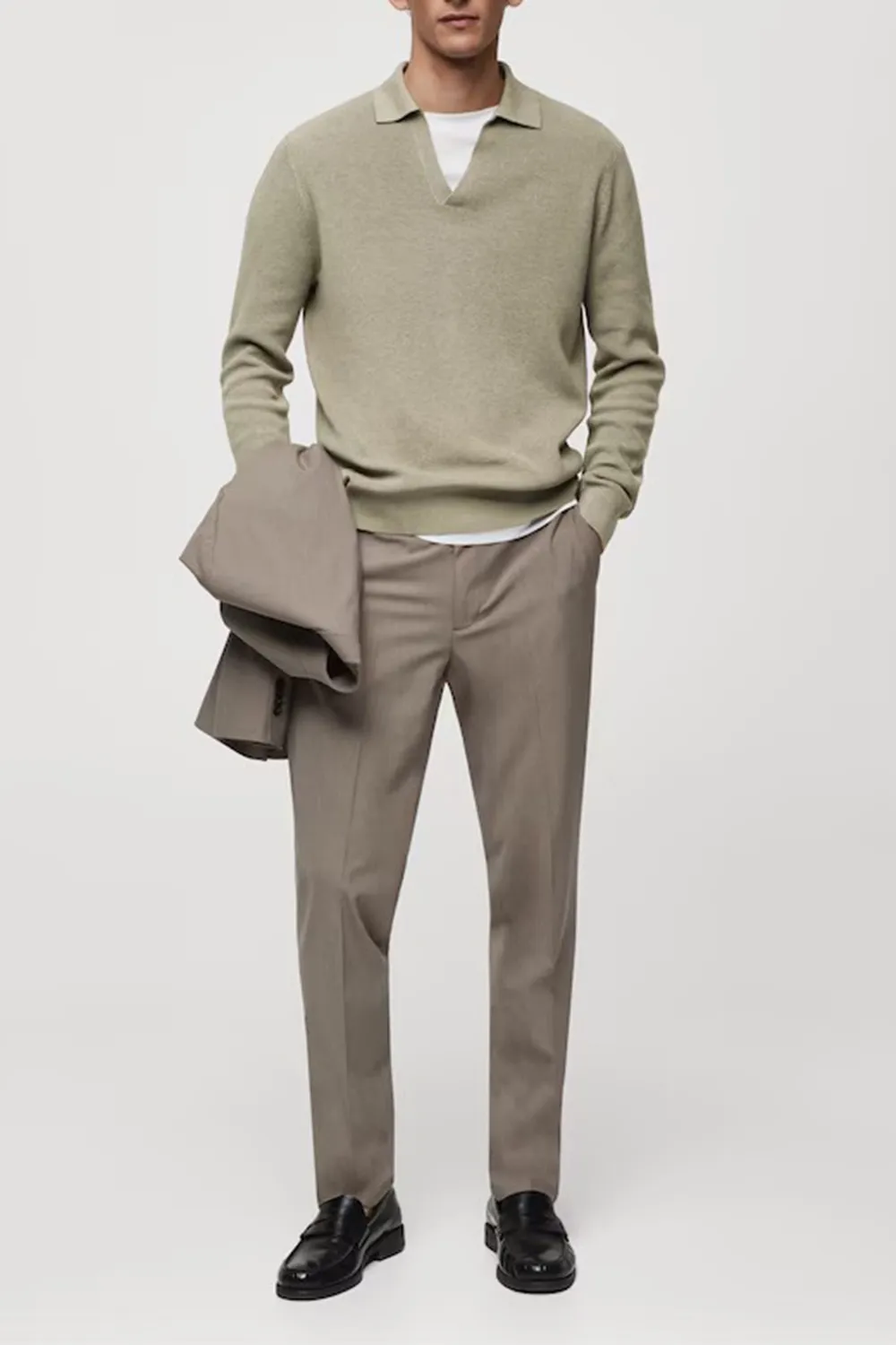 Ribbed Knit Polo Shirt