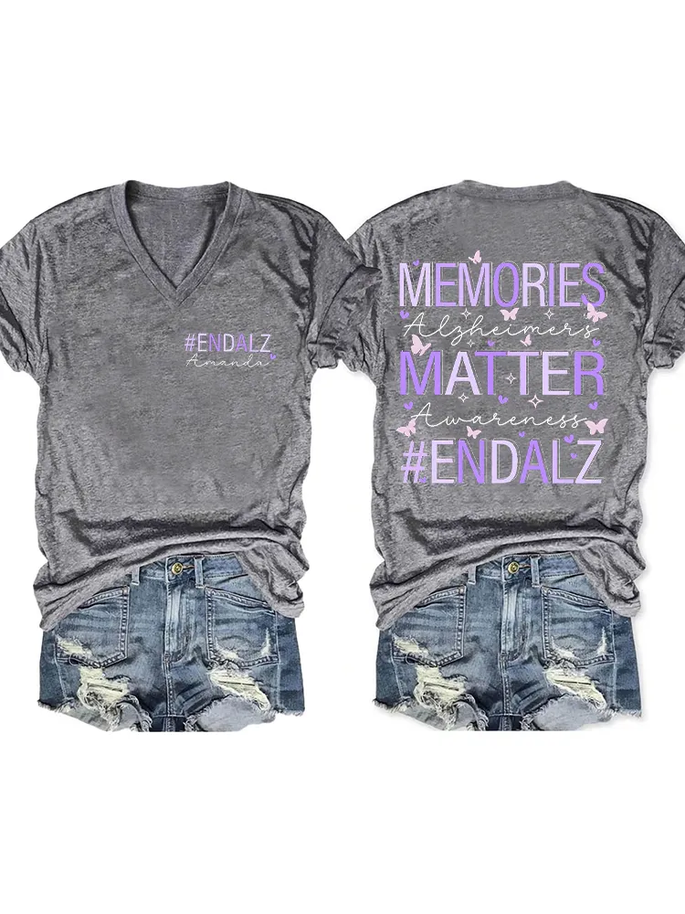 Women'S Memories Matter Endalz V-Neck T-Shirt