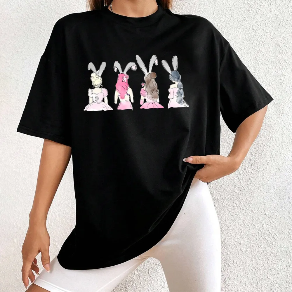 Easter Bunny Princess Printed Round Neck Short Sleeve T-Shirt