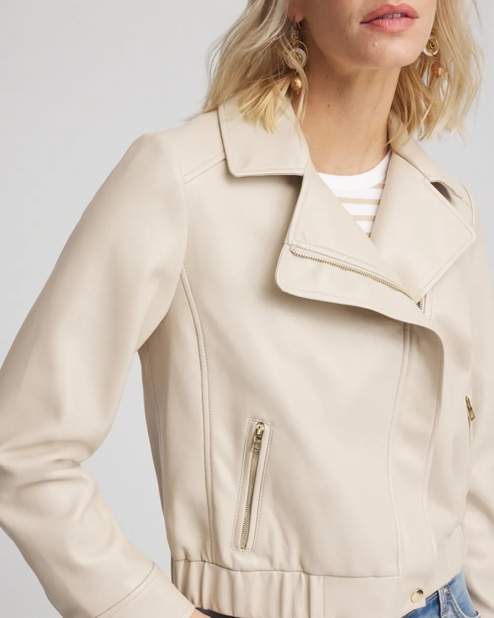 Beige Faux Leather Jacket