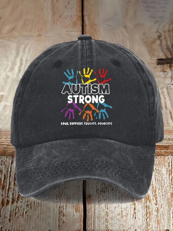 Unisex Autism Dtrong Education Advocates Love Print Baseball Cap