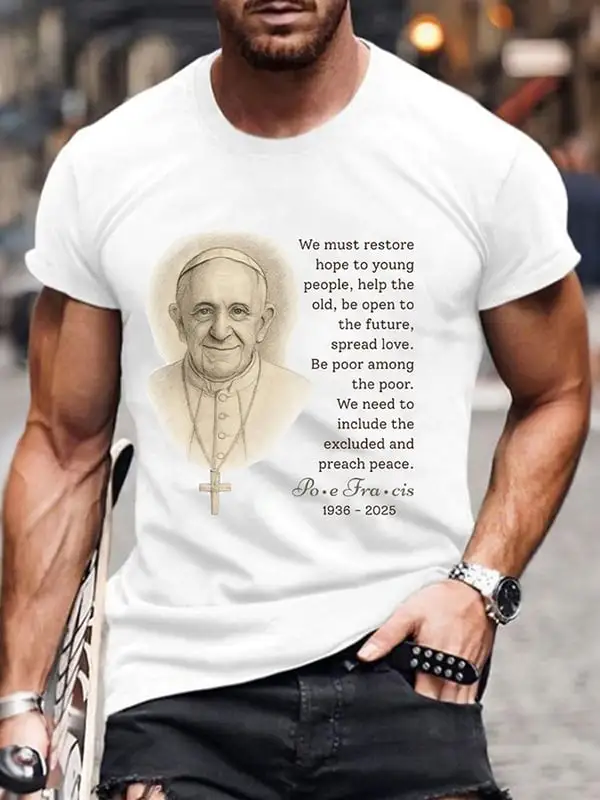 Men's We Must Restore Hope To Young People 1936-2025 Print Short Sleeve Round Neck Cotton T-Shirt