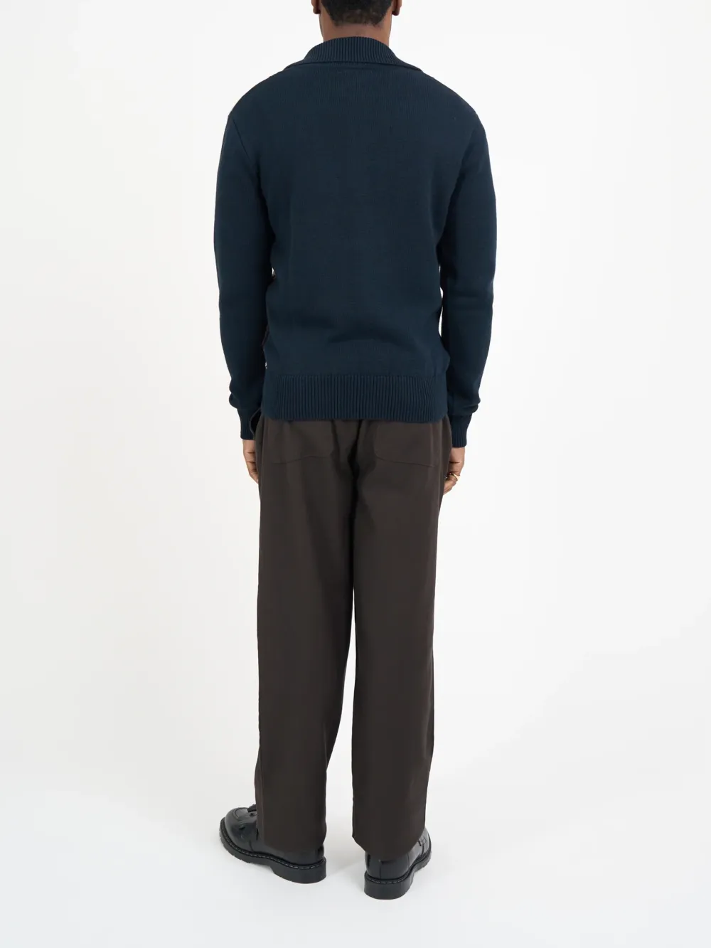 Navy Long Sleeve Striped Knitted Jacket