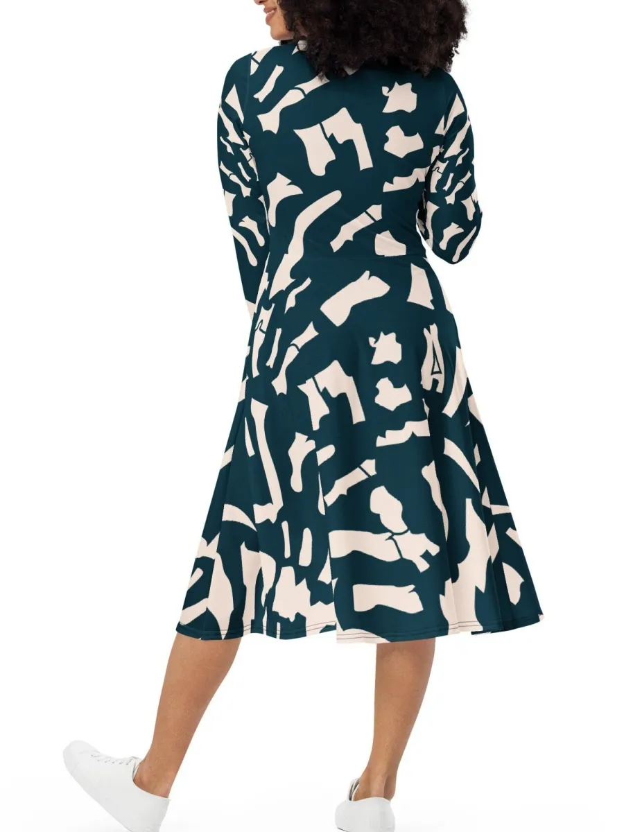 Contrast Print Casual Dress