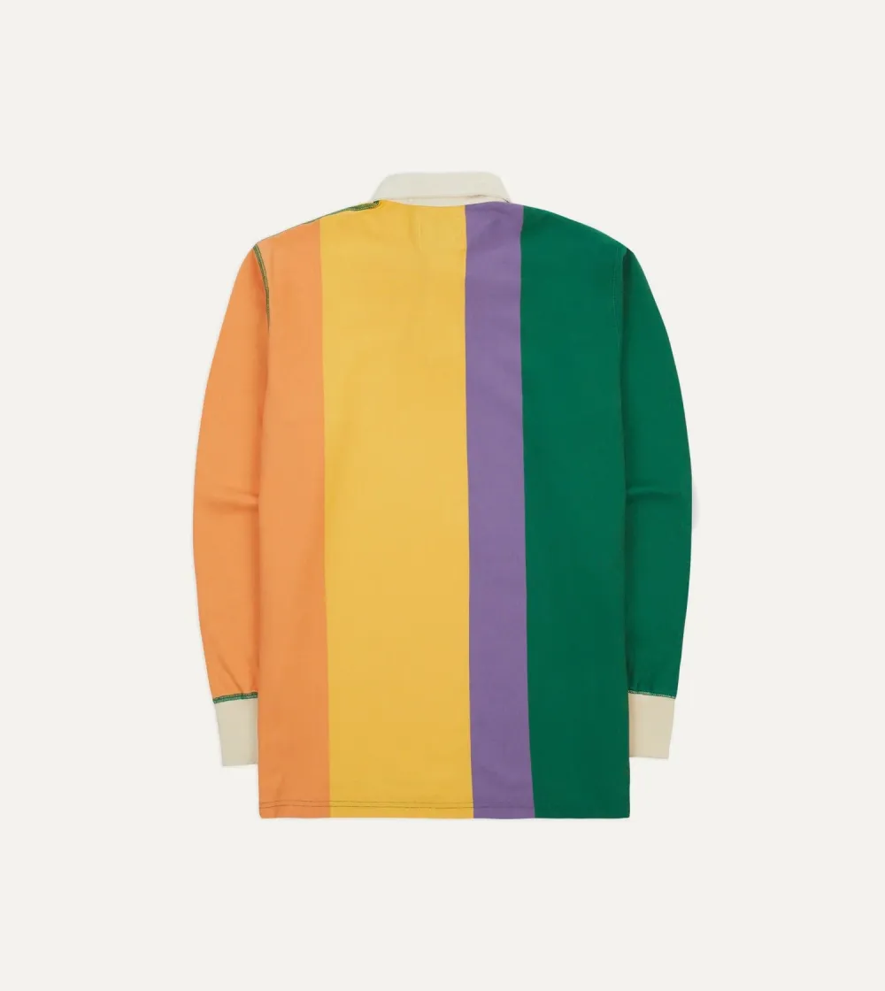 Multi Vertical Stripe Cotton Rugby Shirt Casual Style