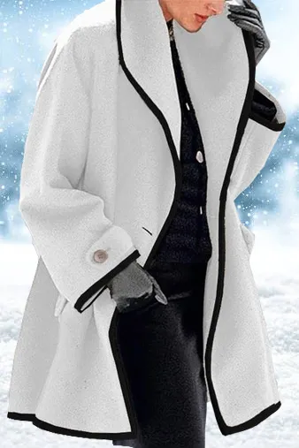 Fleece Line Colorblock Lapel Coat