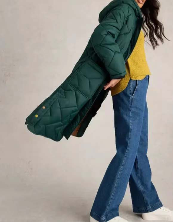 Quilted Coat In Dark Green