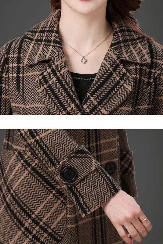 Casual Plaid Lapel Coat