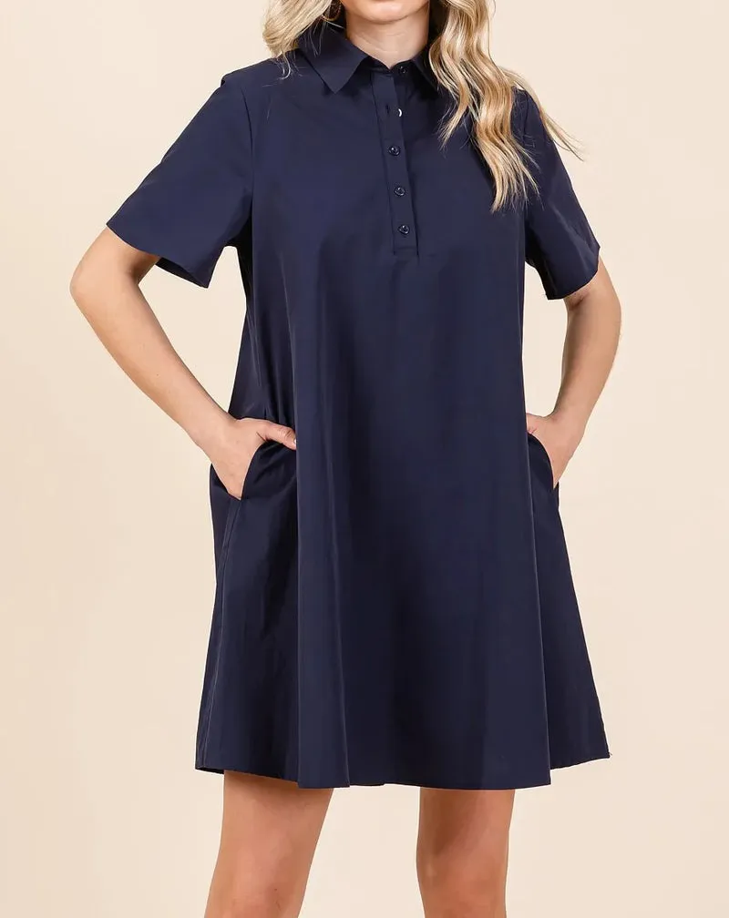 Deep Navy Versatile Daily College Style Dress