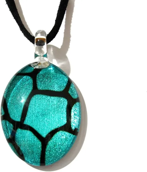 Handmade Dinosaur Egg Look Glass Pendant Glass Blown Necklace Jewelry No.1 - Collection Y2015