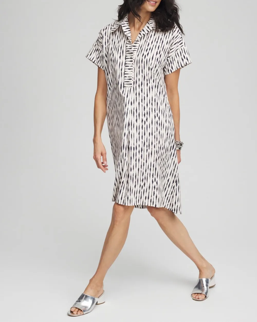 Irregular Hem Striped Pleated Dress