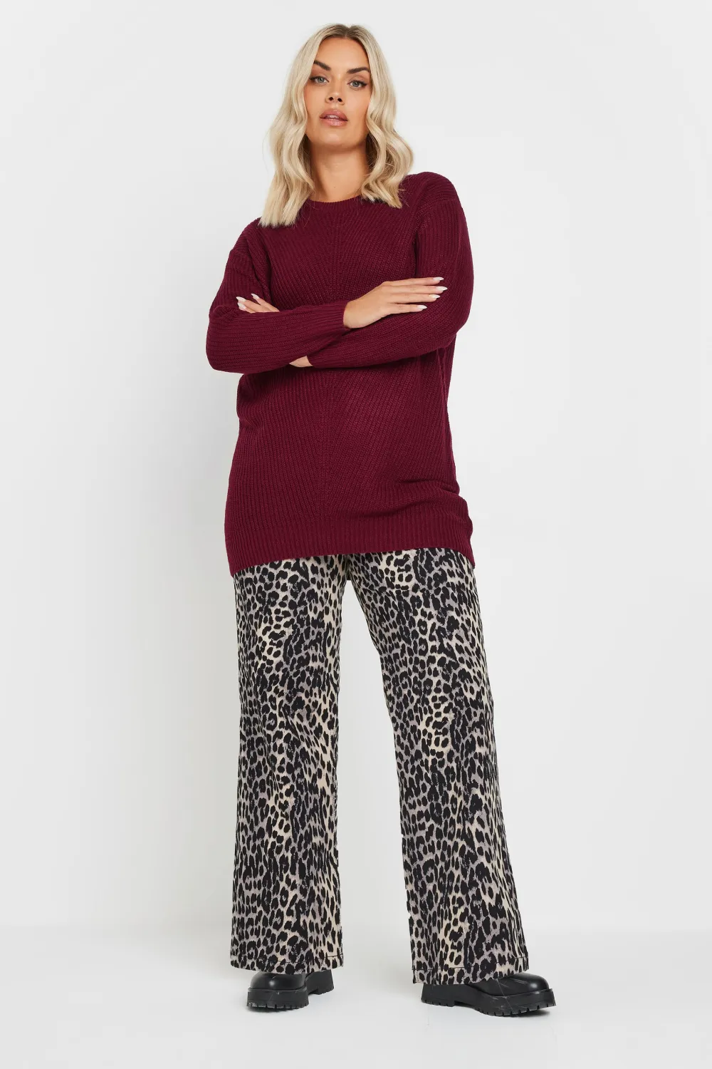 YOURS Curve Black & White Essential Knitted Jumper