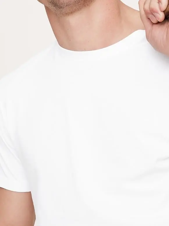 Men's Light Weight Loose White Cotton Crew Neck T-Shirt