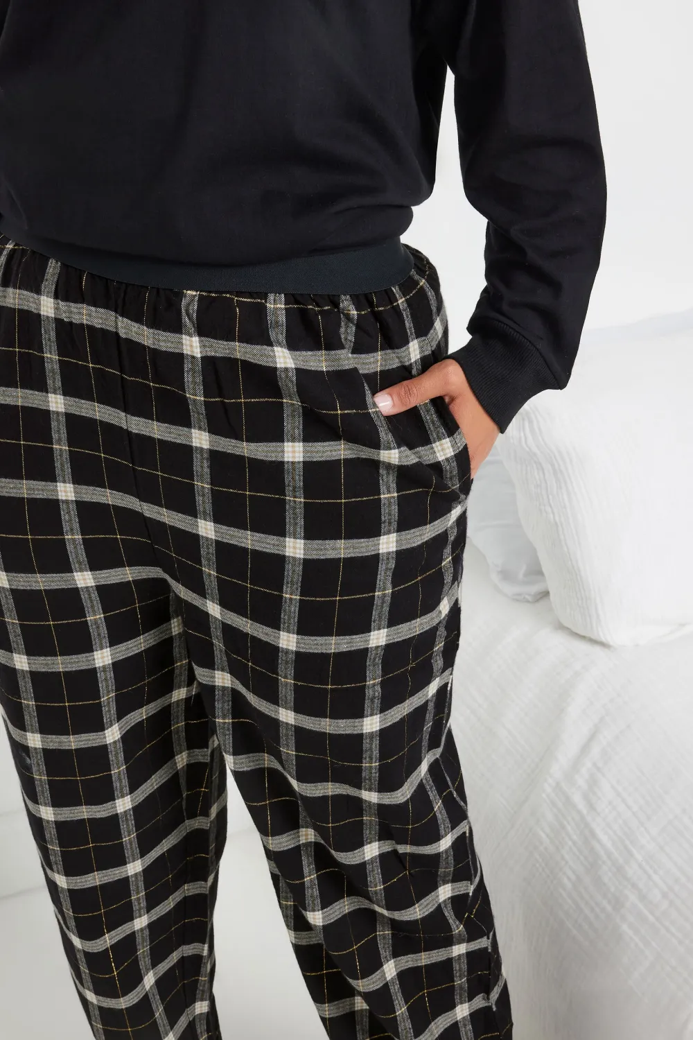 YOURS Curve Green & Pink Boyfriend Check Pyjama Bottoms