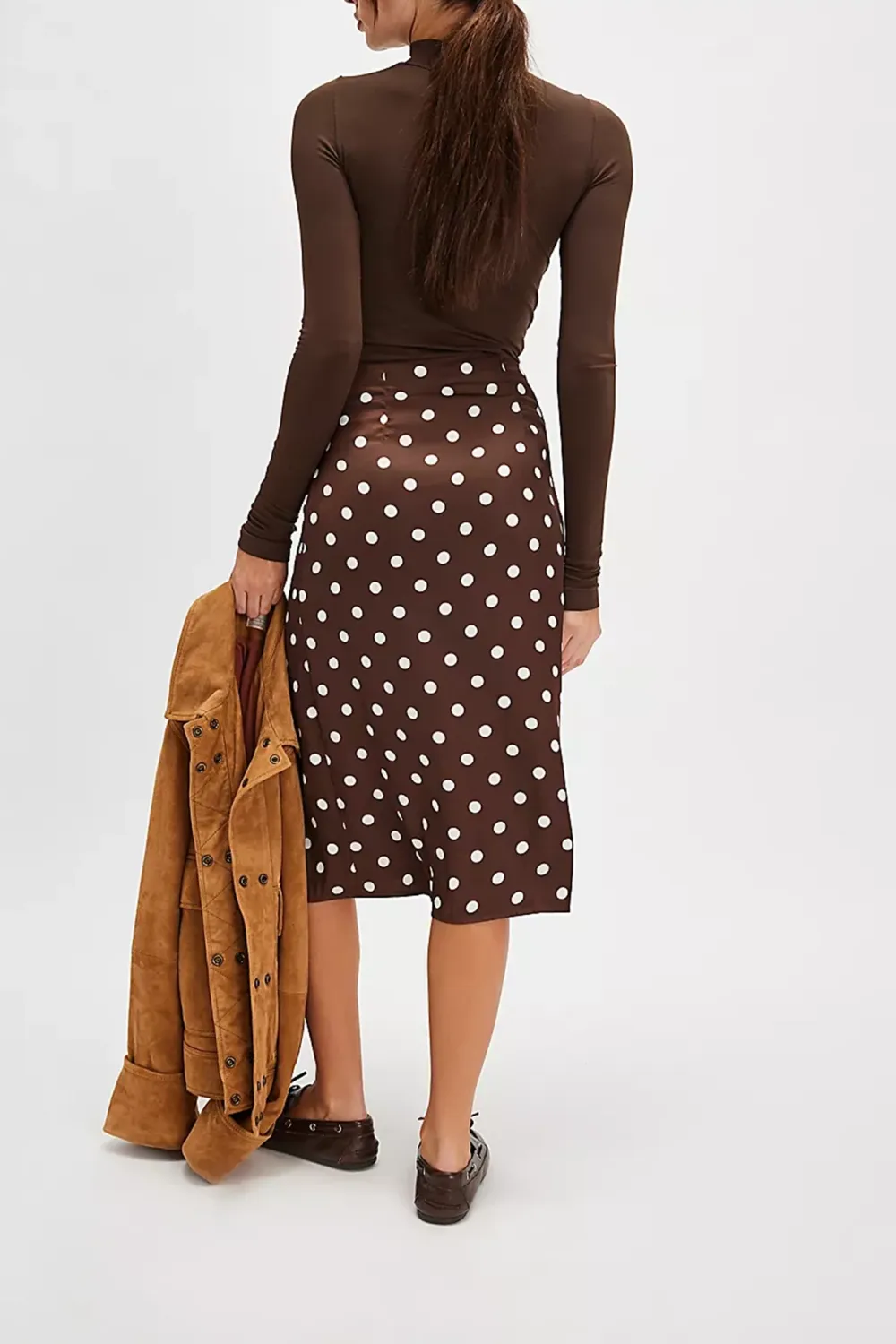 Polka Dot Print Midi Skirt