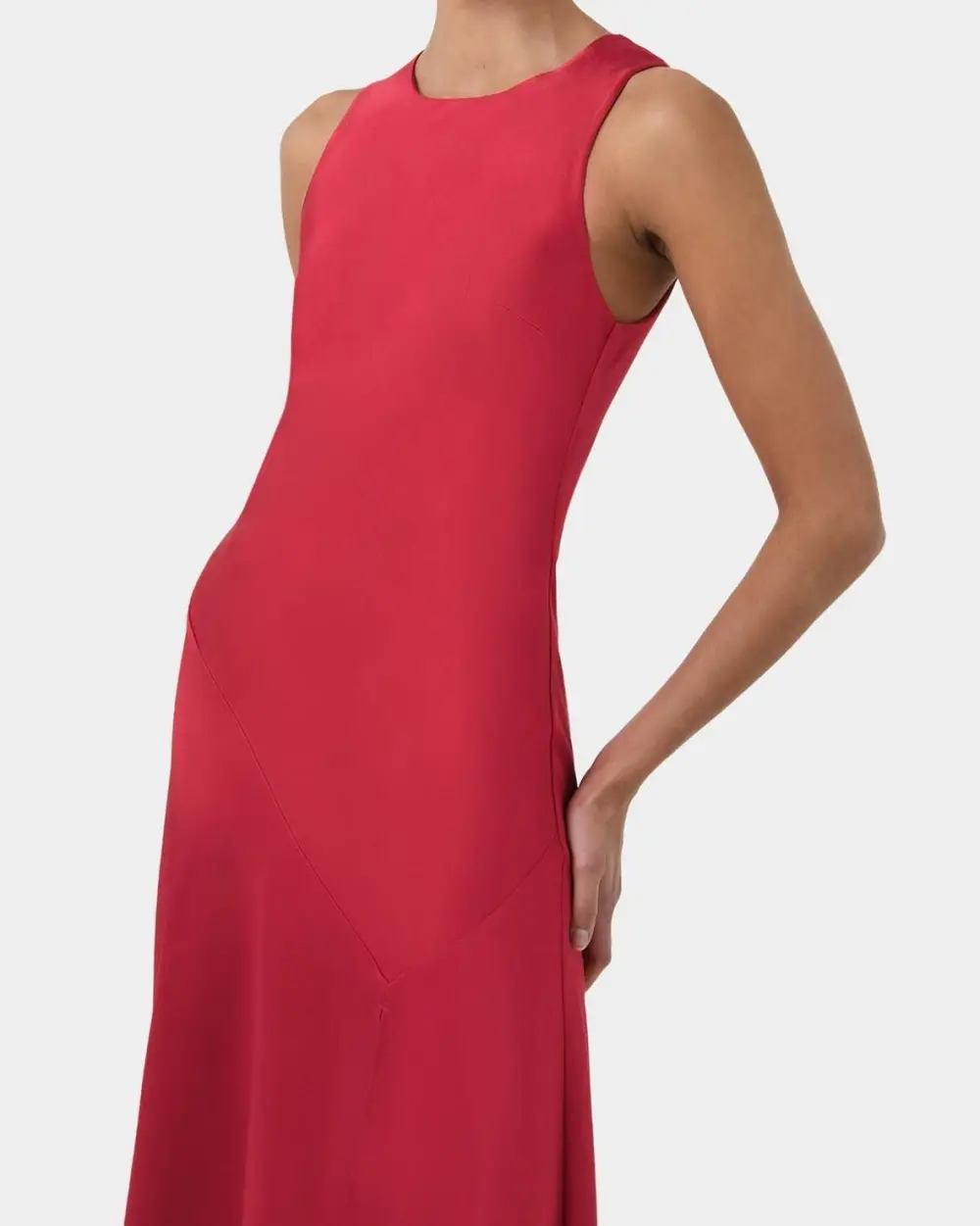 Round Neckline Satin Bias Dress