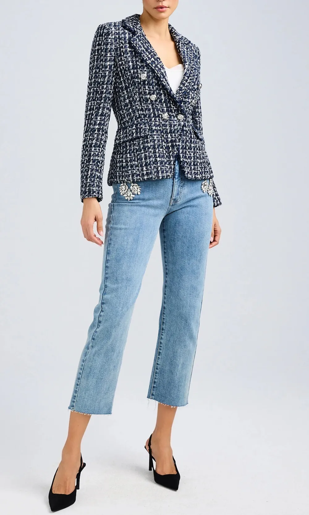 Casual Tweed Long Sleeve Blazer