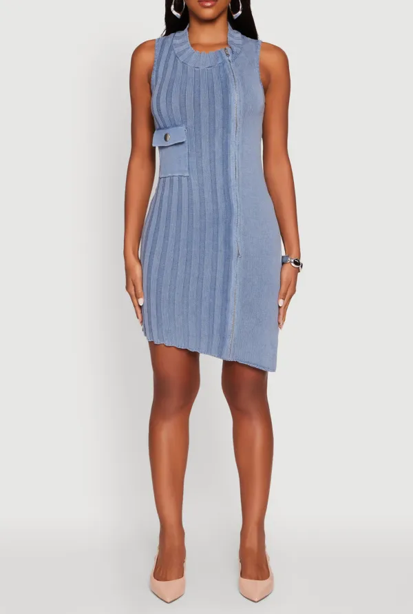 Slant Hem Striped Dress