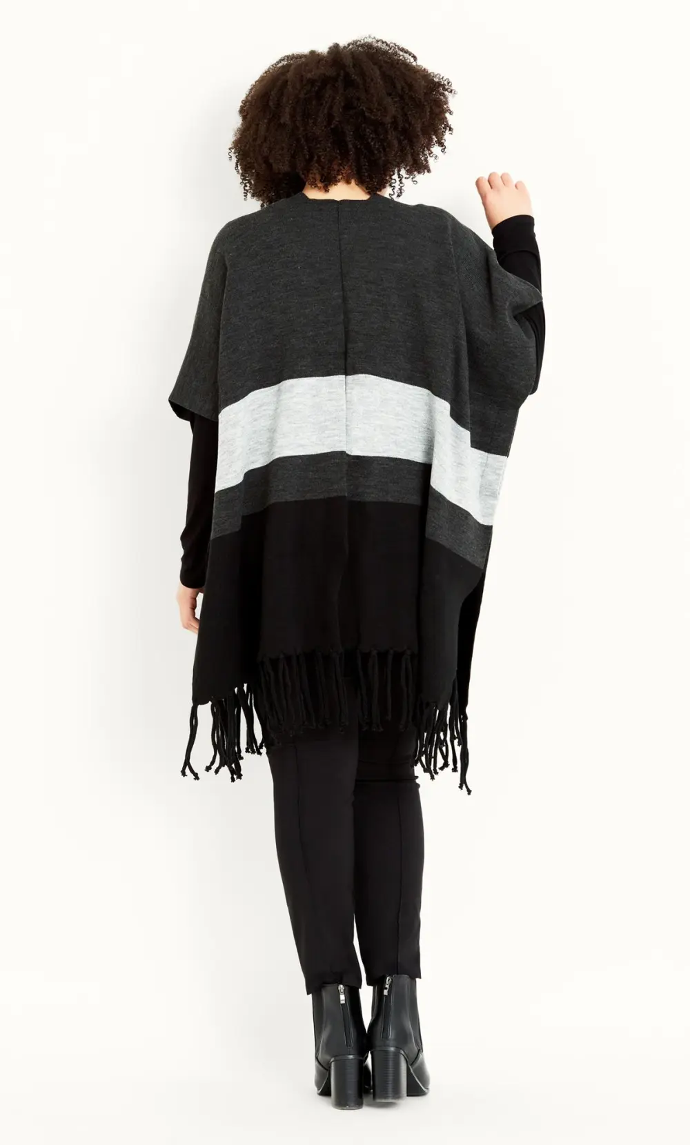 Evans Grey Colour Block Wrap Cardigan