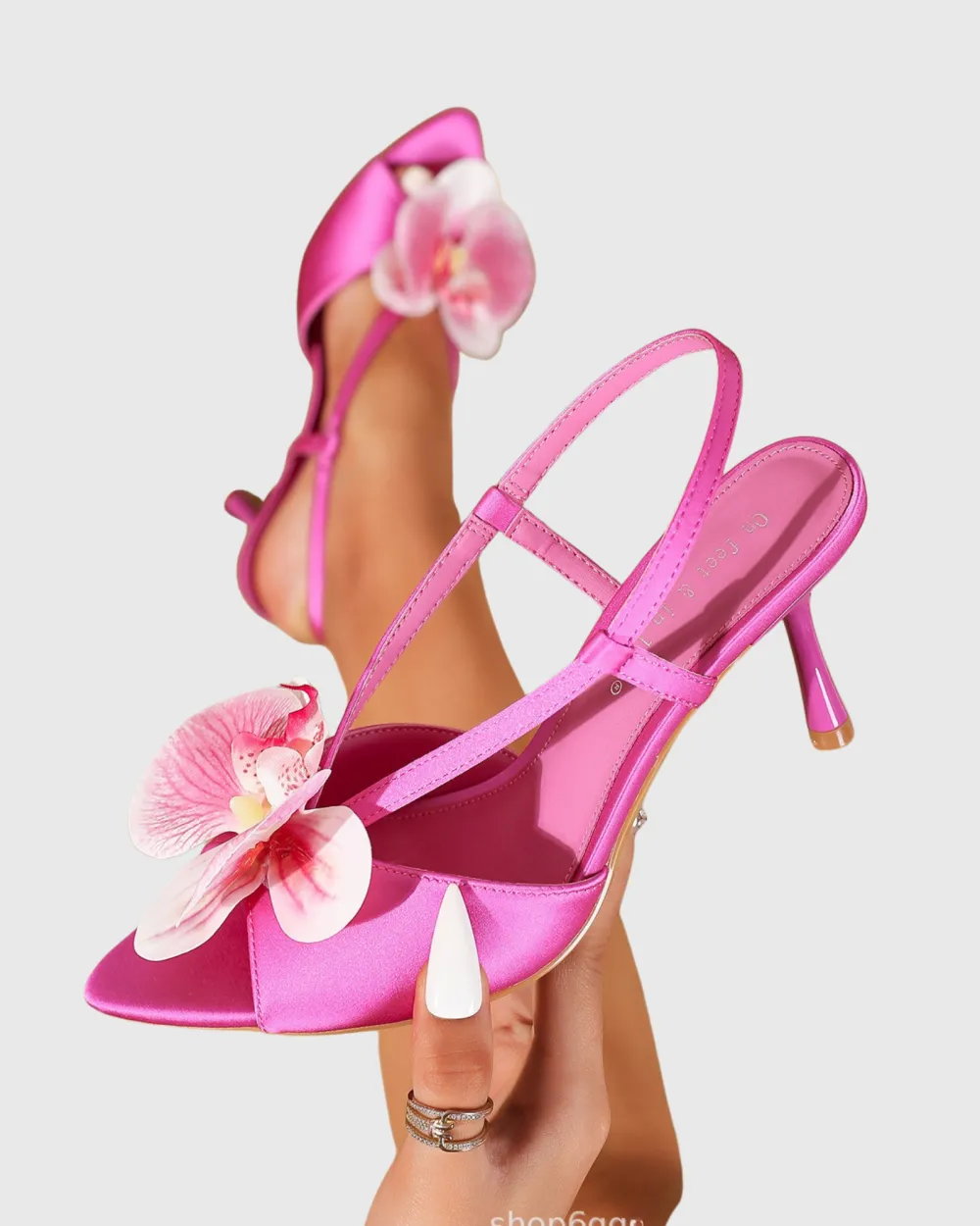 Flower Slingback Sandals in Hot Pink