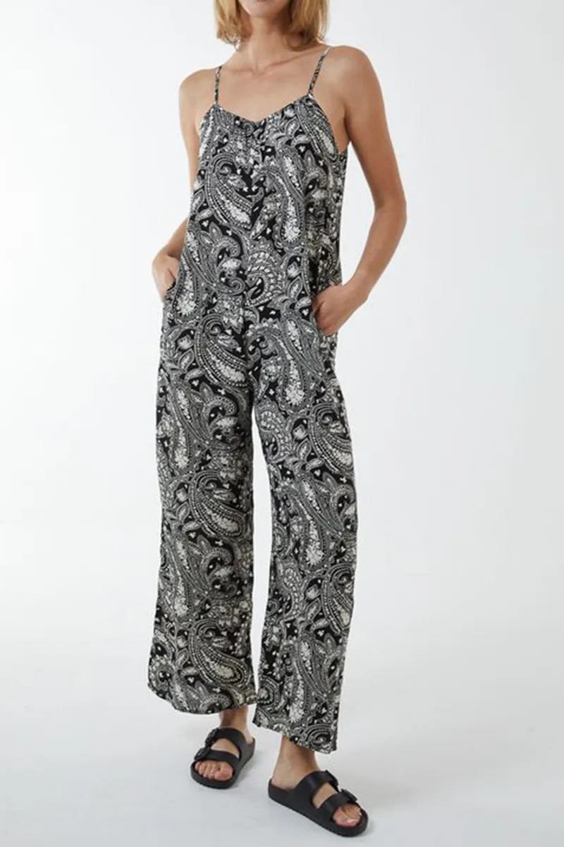 Casual Style Oversized Wide Leg Black Jumpsuit
