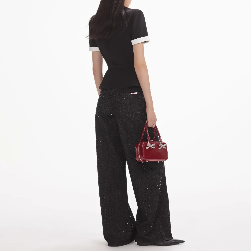 Black Crepe Contrast Top