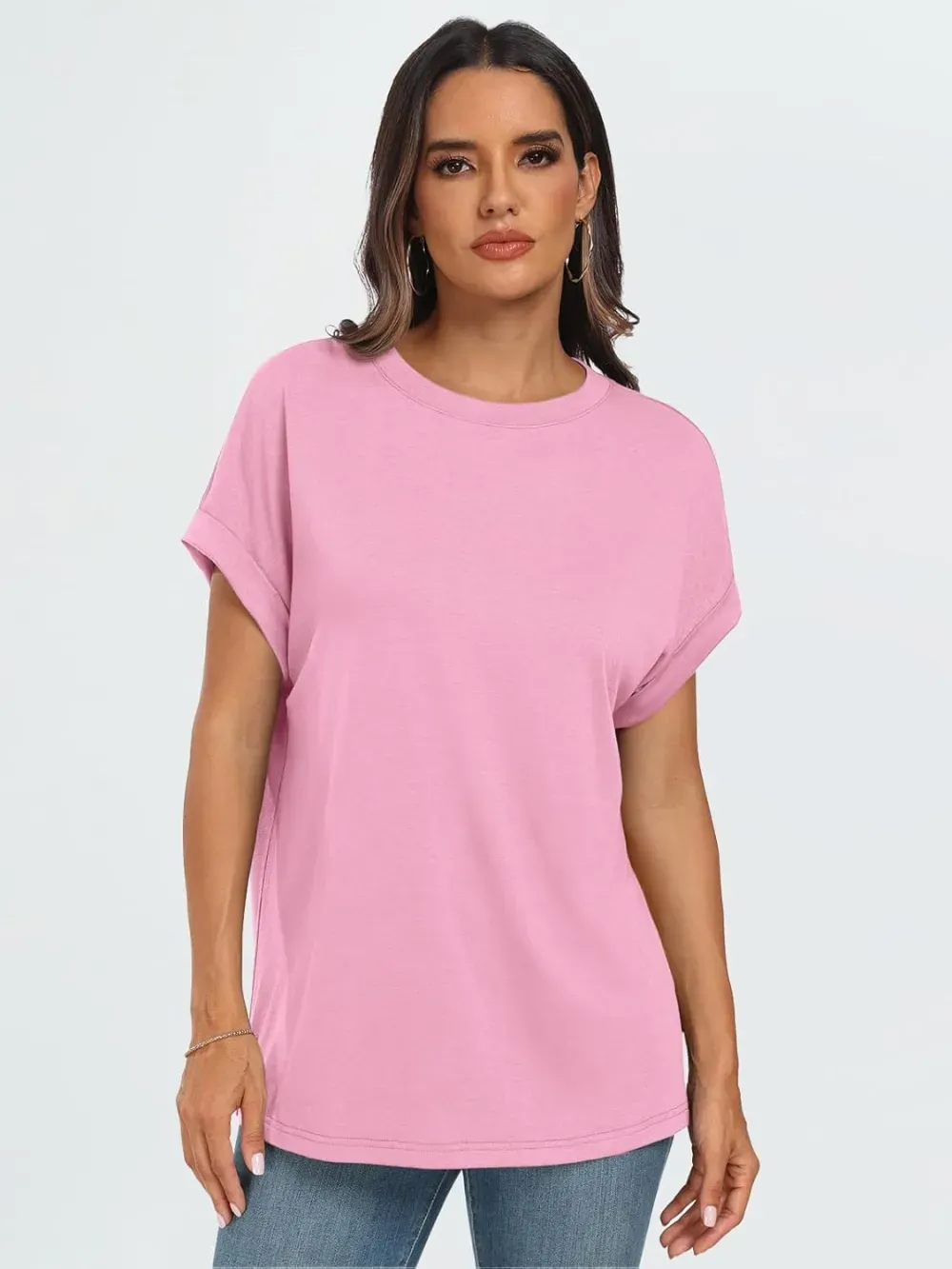 AUTOMET Women Tops Casual Basic T Shirts Loose Fit Crewneck Short Sleeve Summer Outfits