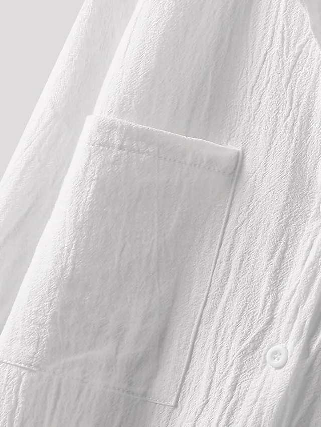 Women's Shirt Blouse Cotton Black White Blue Solid Color Button Pocket 3/4 Length Sleeve Work Daily Streetwear Daily Basic Shirt Collar Regular Fit Spring Fall Fall & Winter