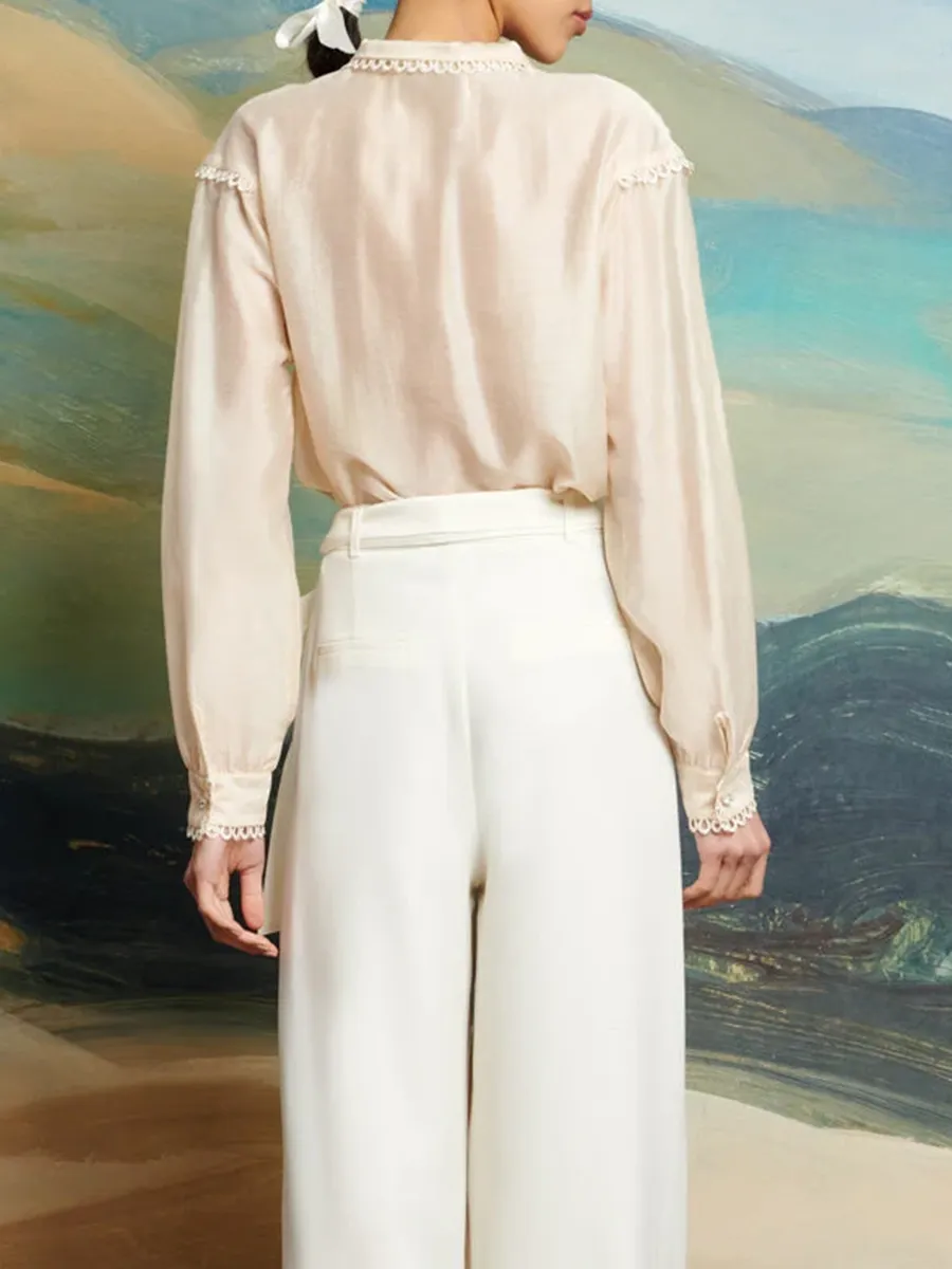 Casual Lace Ruffle Blouse