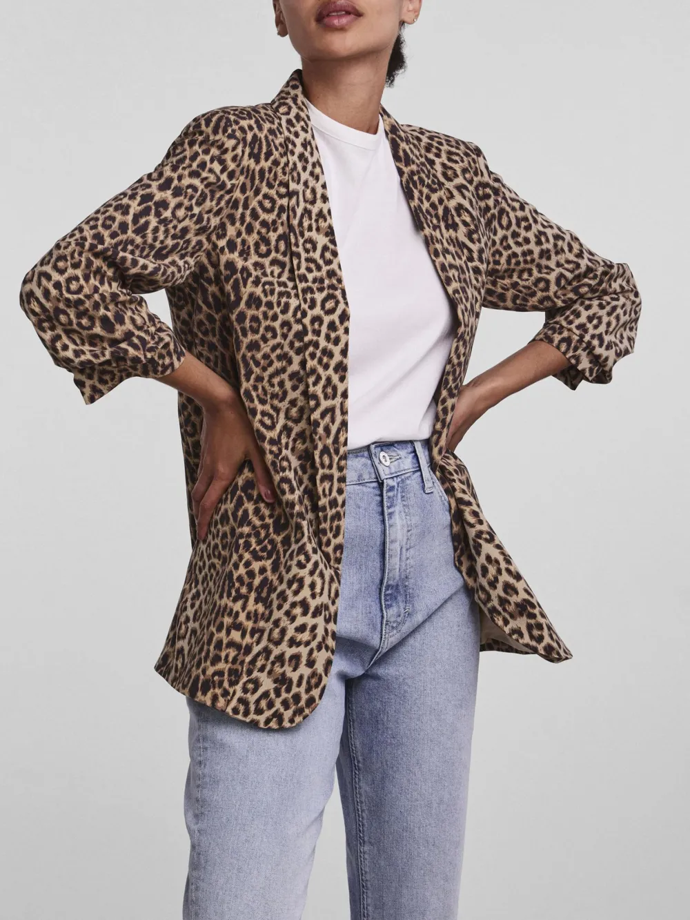 Animal Leopard Print Loose Wrinkle Sleeve Work Jacket