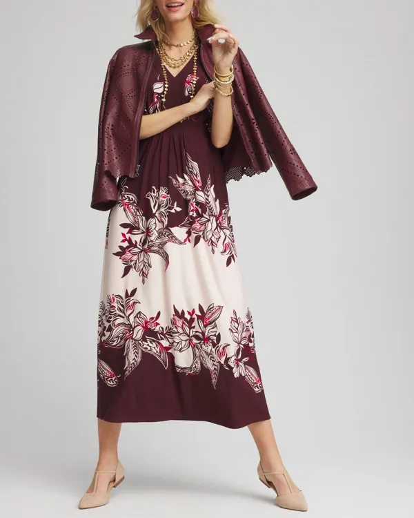 Floral Flutter-Sleeve Maxi Dress