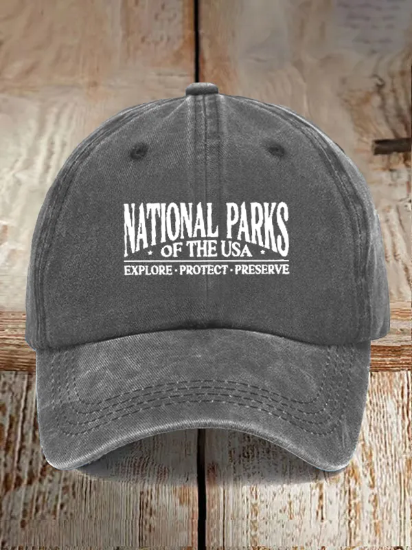 National Parks Of The USA Checklist Front/Back Print Comfort Colors Baseball Caps