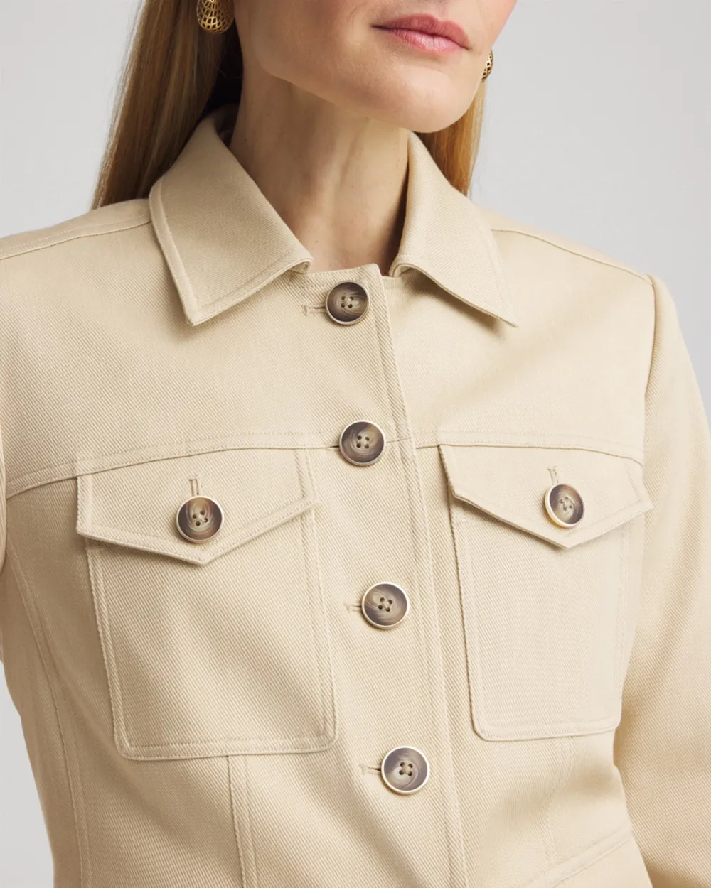 Cropped Slim Fit Button Leather Jacket