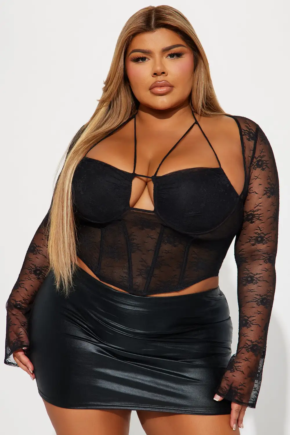 Layla Lace Corset Top - Black