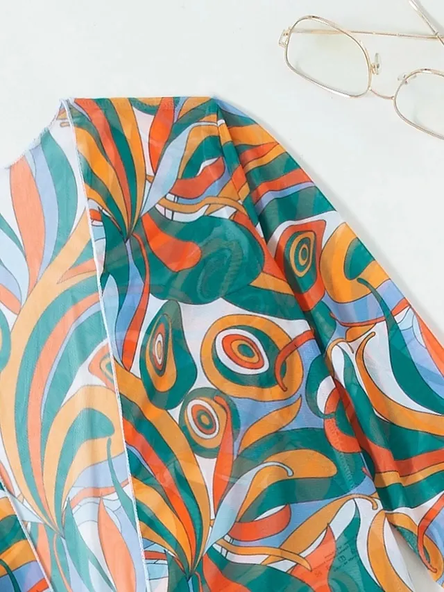 Women's Swimwear Bikini Normal Swimsuit 3-Piece Printing Graphic Black Yellow Blue Purple Orange Bathing Suits Sports Beach Wear Push Up