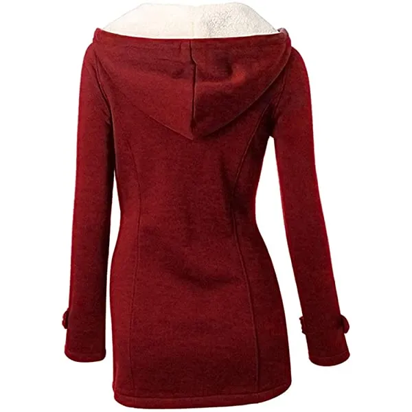 Ladies hooded coat button horn bomber jacket