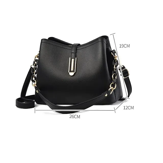 Women's Crossbody Bag Shoulder Bag Dome Bag PU Leather Office Daily Zipper Chain Large Capacity Waterproof Breathable Solid Color claret off white Black