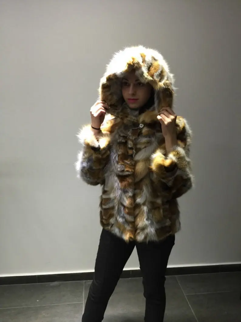 Red Fox Fur Knee Length Jacket