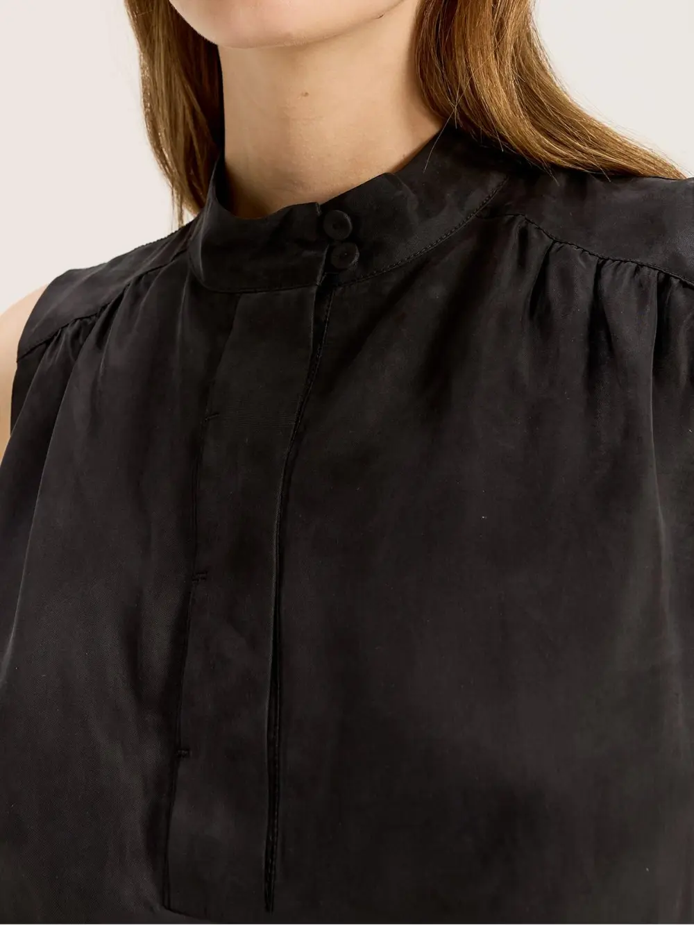 Cotton And Linen Ruffled Button Chest Dress