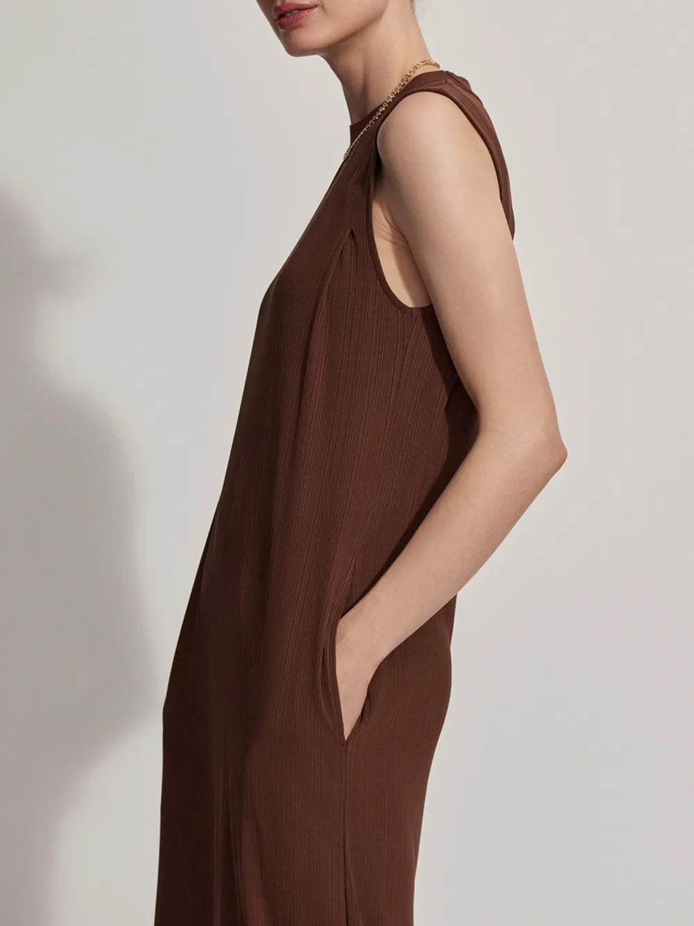 Satin Sleeveless Midi Dress