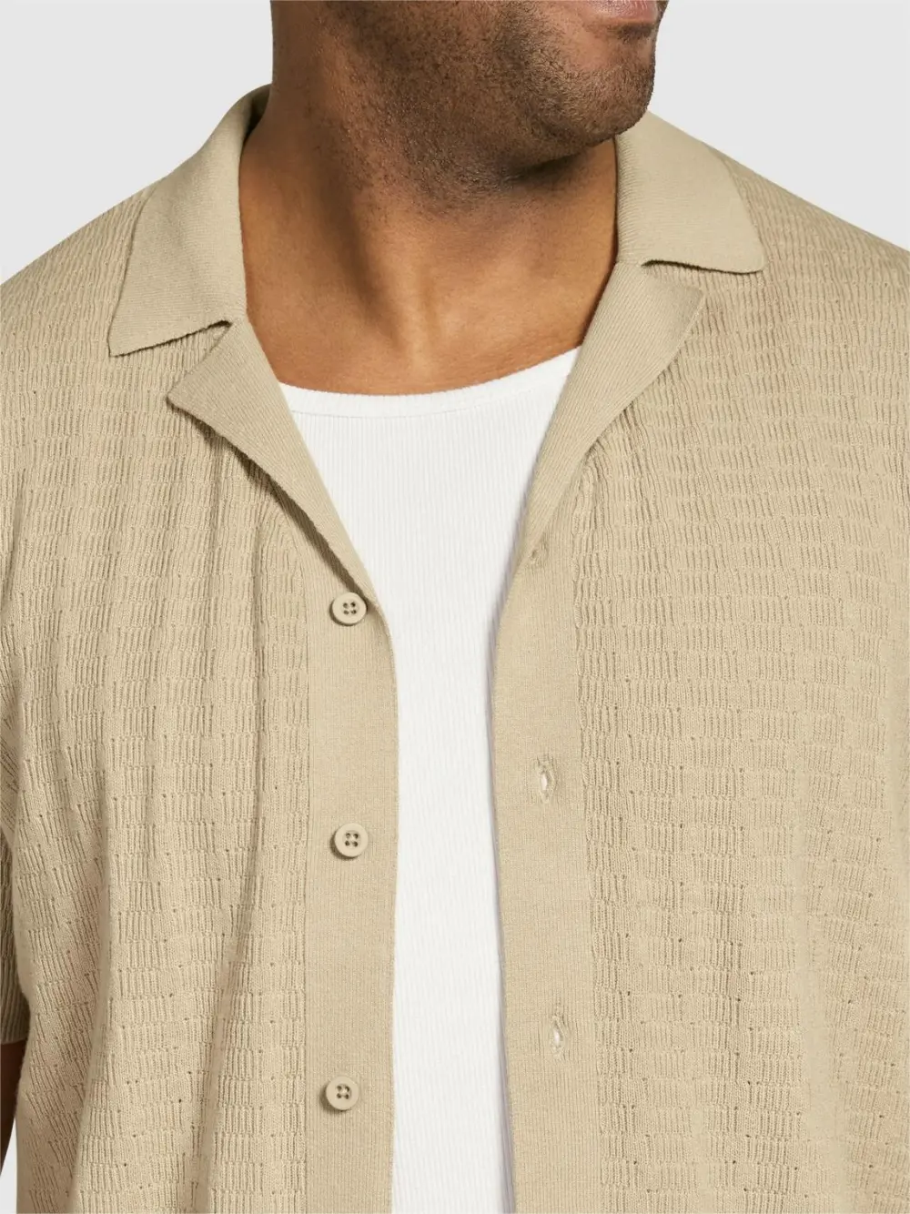 WHEAT BUTTON UP KNIT SHIRT