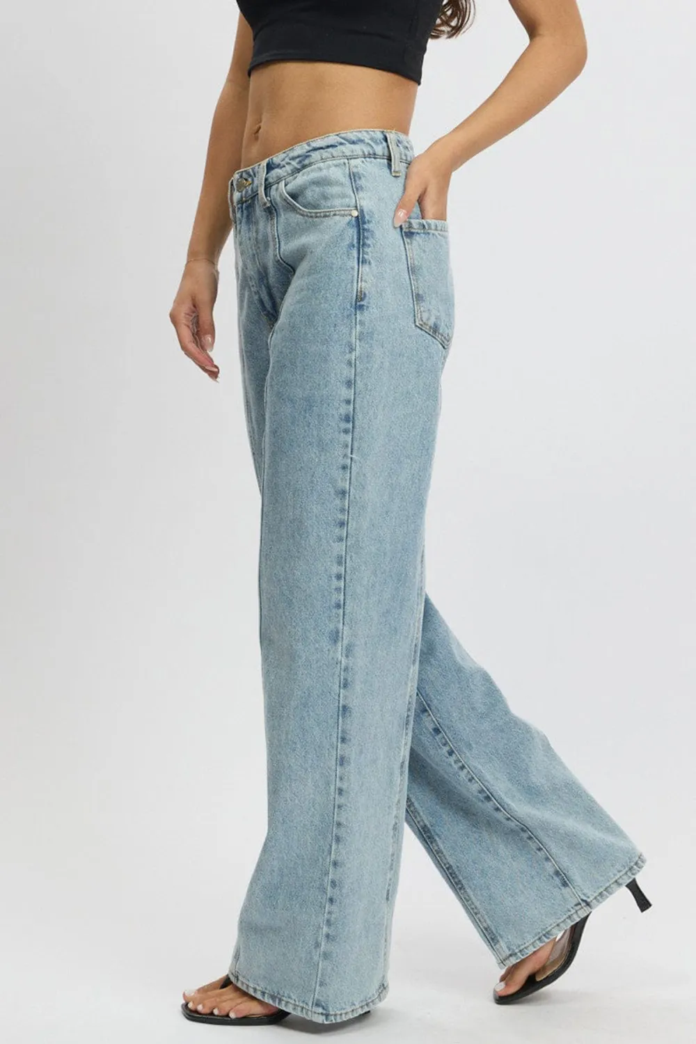 Denim Wide Leg Jean Mid Rise