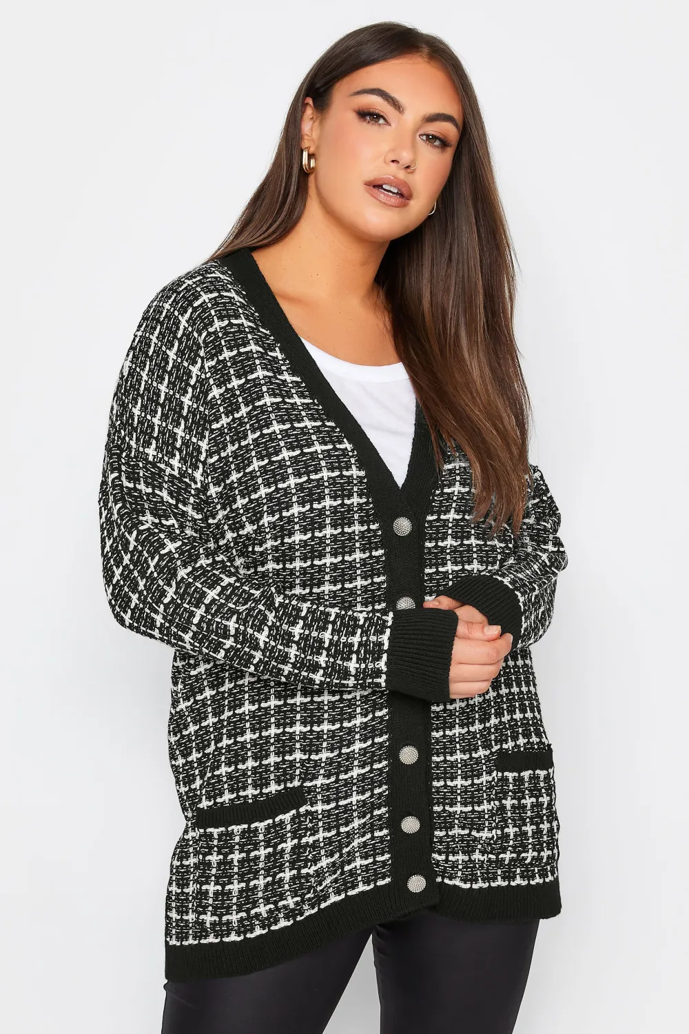 YOURS Curve Black Boucle Cardigan