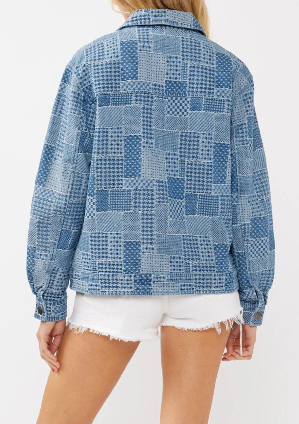 Patchwork Plaid Button Up Jacket