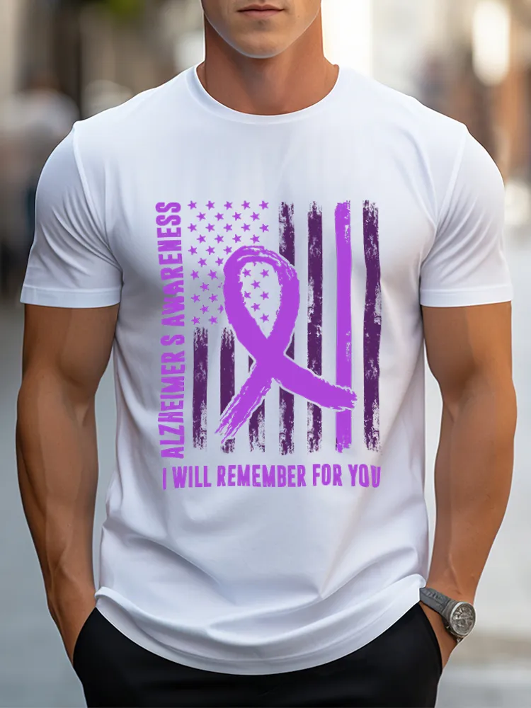Men's T Shirt I Wear Purple For Alzheimer's Awareness