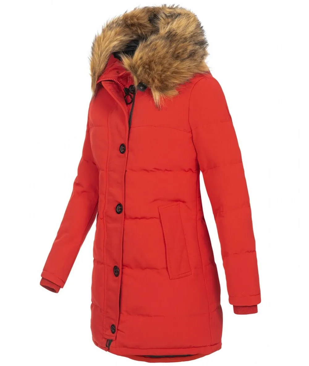 Fashion ladies parka coat with fur collar H