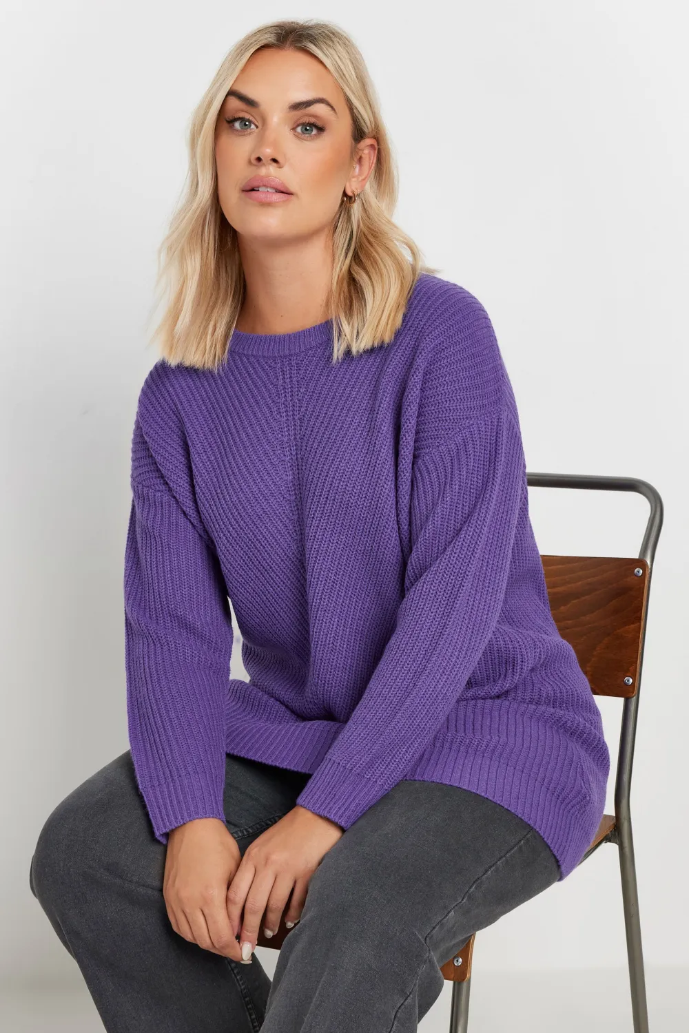 YOURS Curve Black & White Essential Knitted Jumper